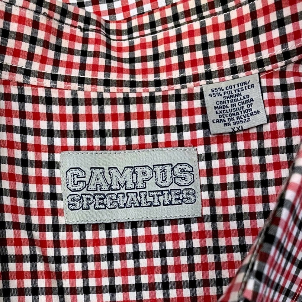 Campus Specialties Georgia Bulldogs Gingham Button Down Shirt Mens XXL Red Black - Picture 3 of 9